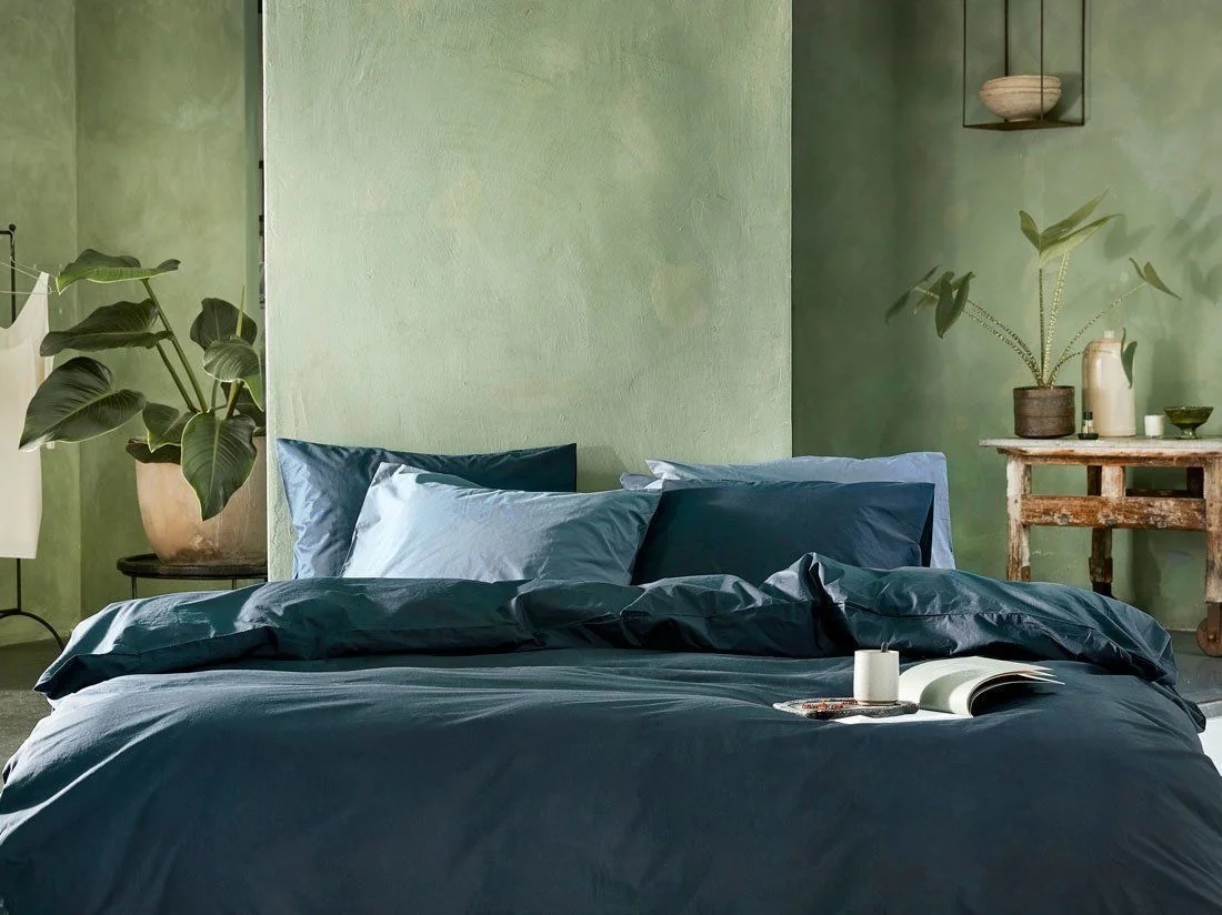 Dekbedovertrek percal katoen navy