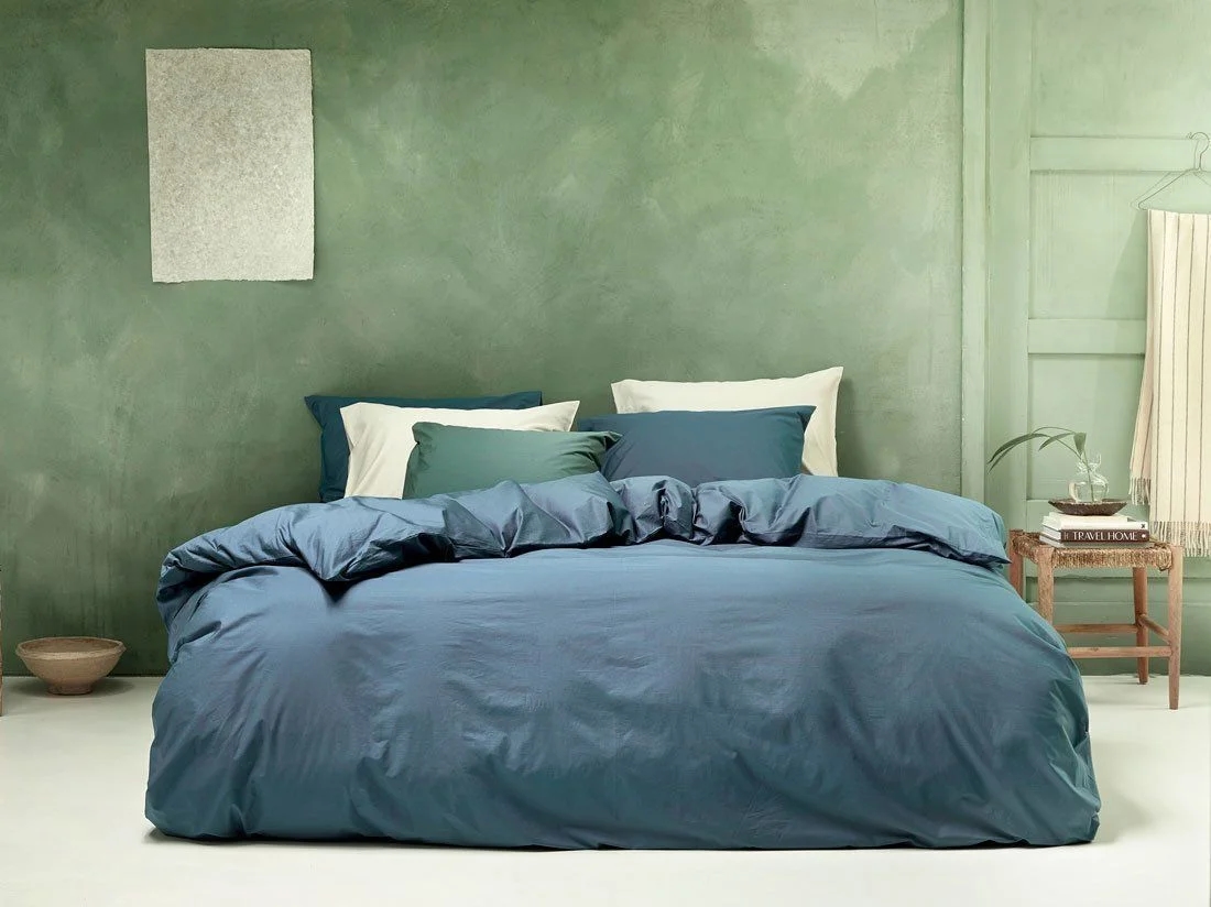 Dekbedovertrek percal katoen blue