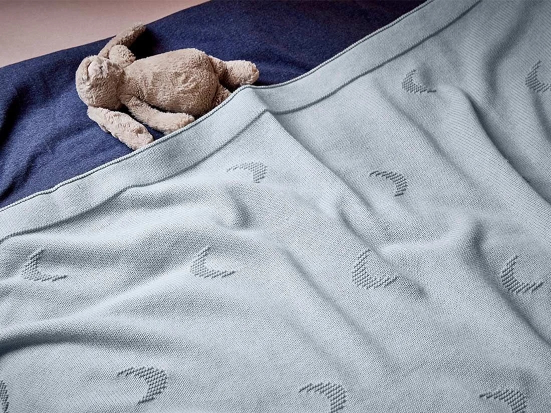 Kinderdeken katoen moon faded blue 100x150