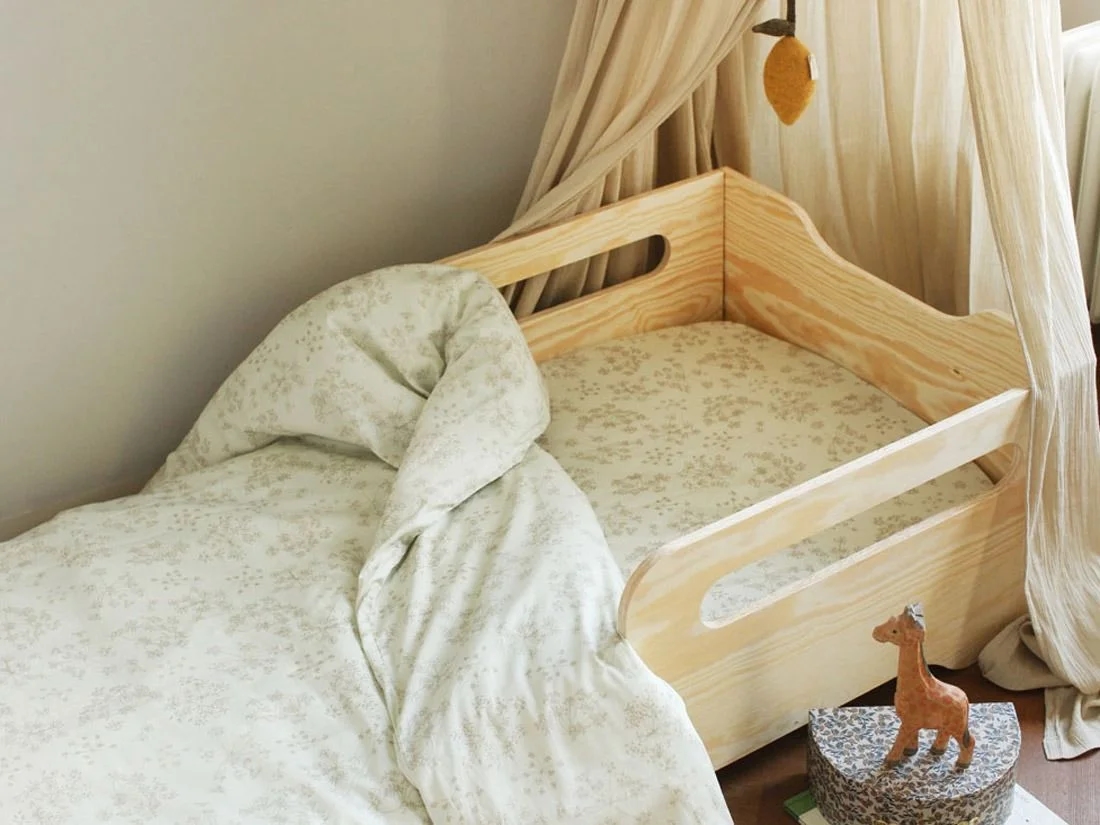 Kinderdekbedovertrek katoen satijn natural bloom 100x135