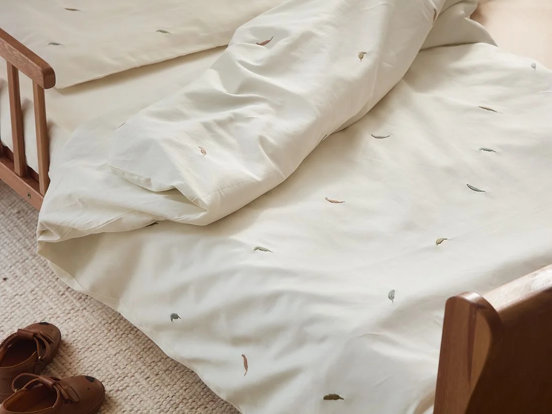 Kinderdekbedovertrek katoen satijn multicolour feather