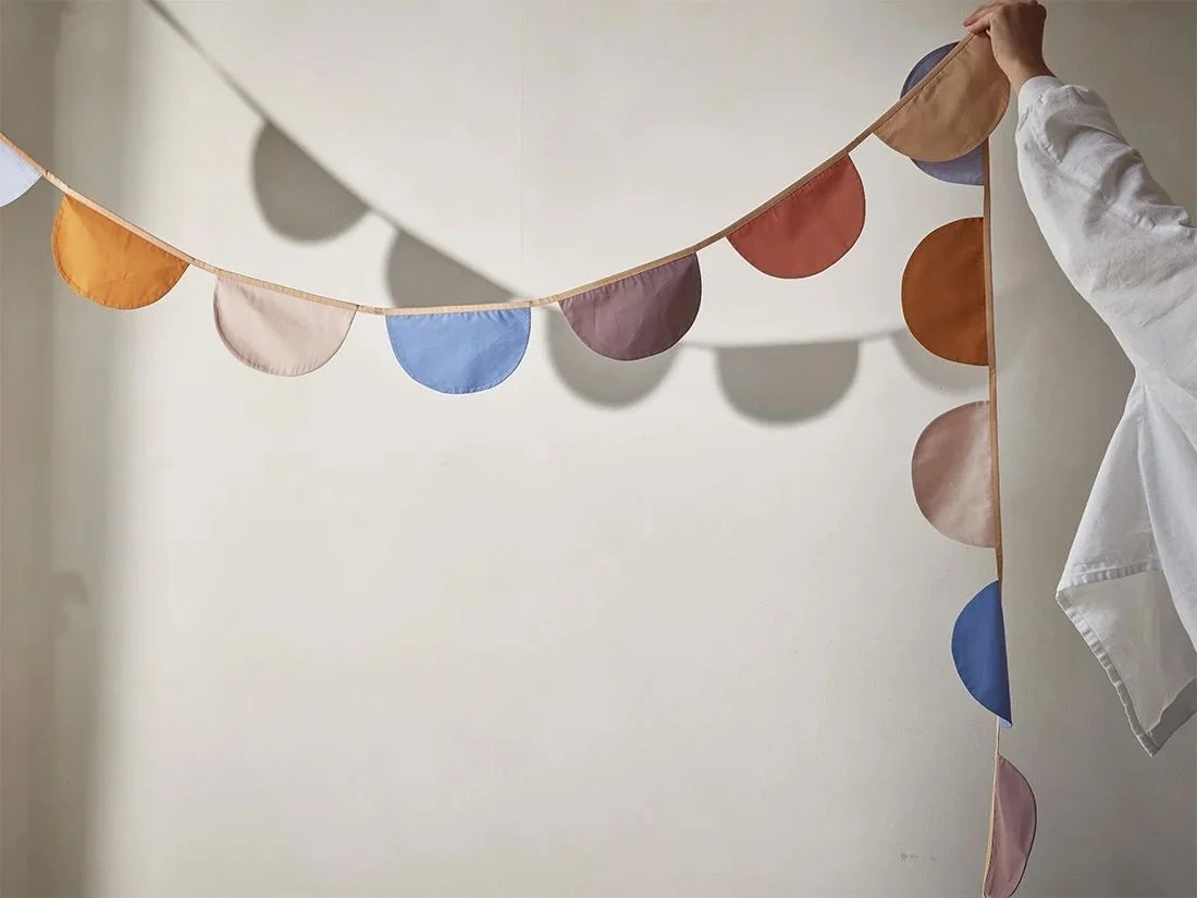 Vlaggenlijn katoen halve maan multicolor 3.6m