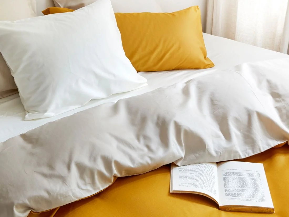 Dekbedovertrek katoen satijn double face sandy/gold - zonder slopen