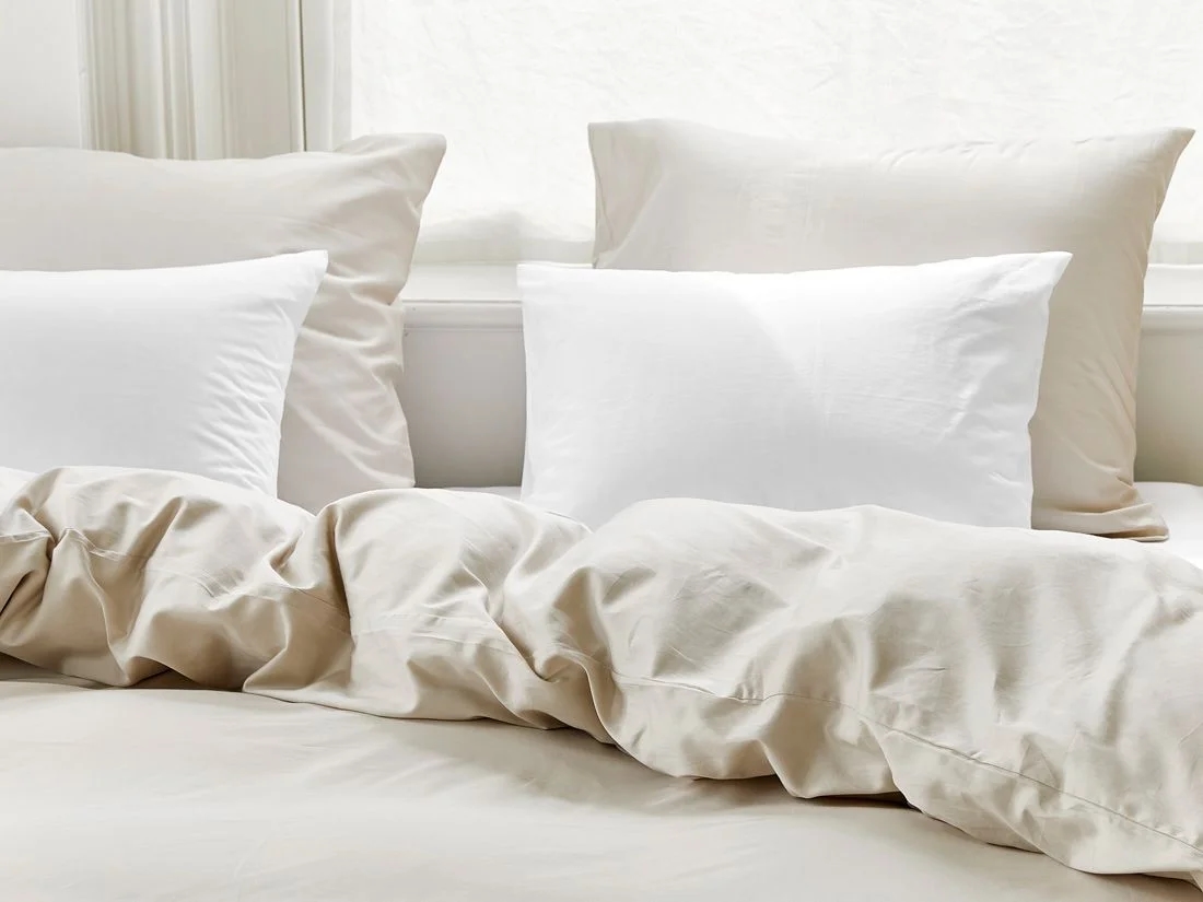 Kussensloop katoen satijn sandy grey