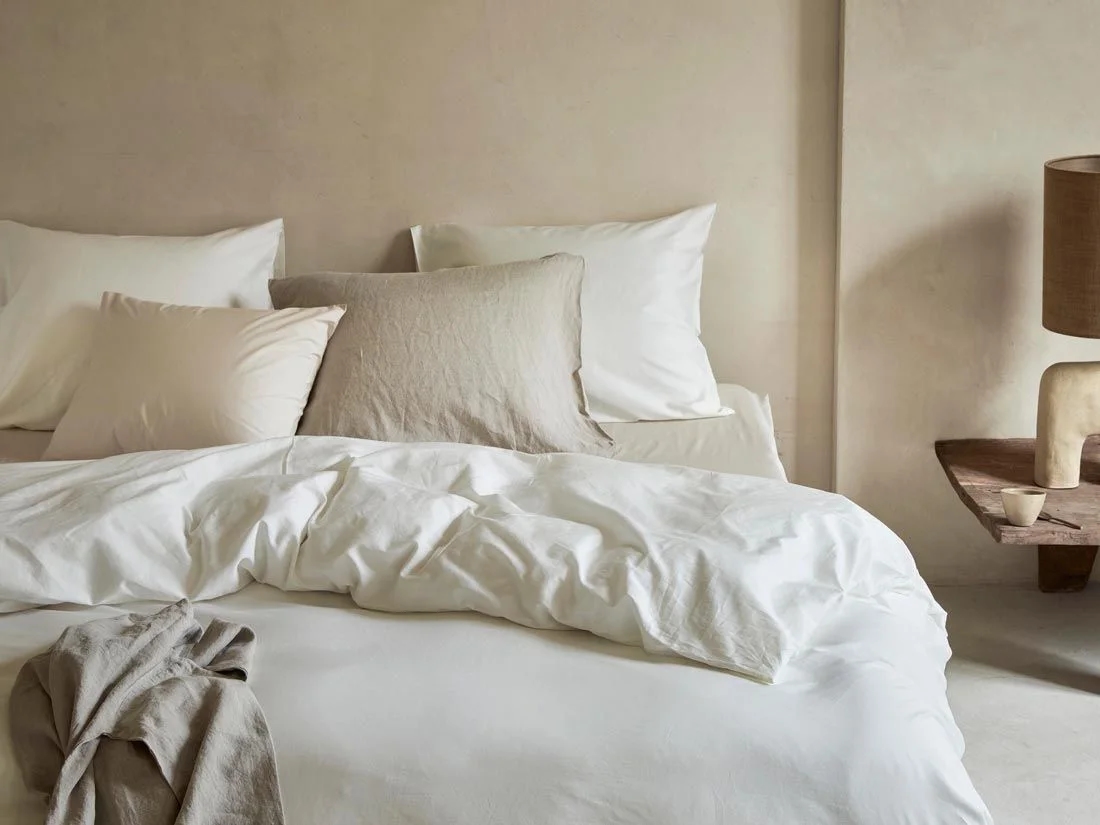 Dekbedovertrek katoen satijn warm white - zonder slopen