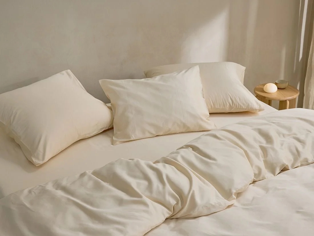 Dekbedovertrek katoen satijn almond milk