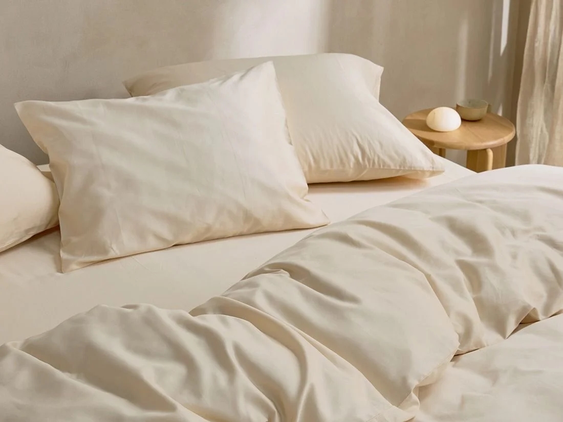Dekbedovertrek katoen satijn almond milk