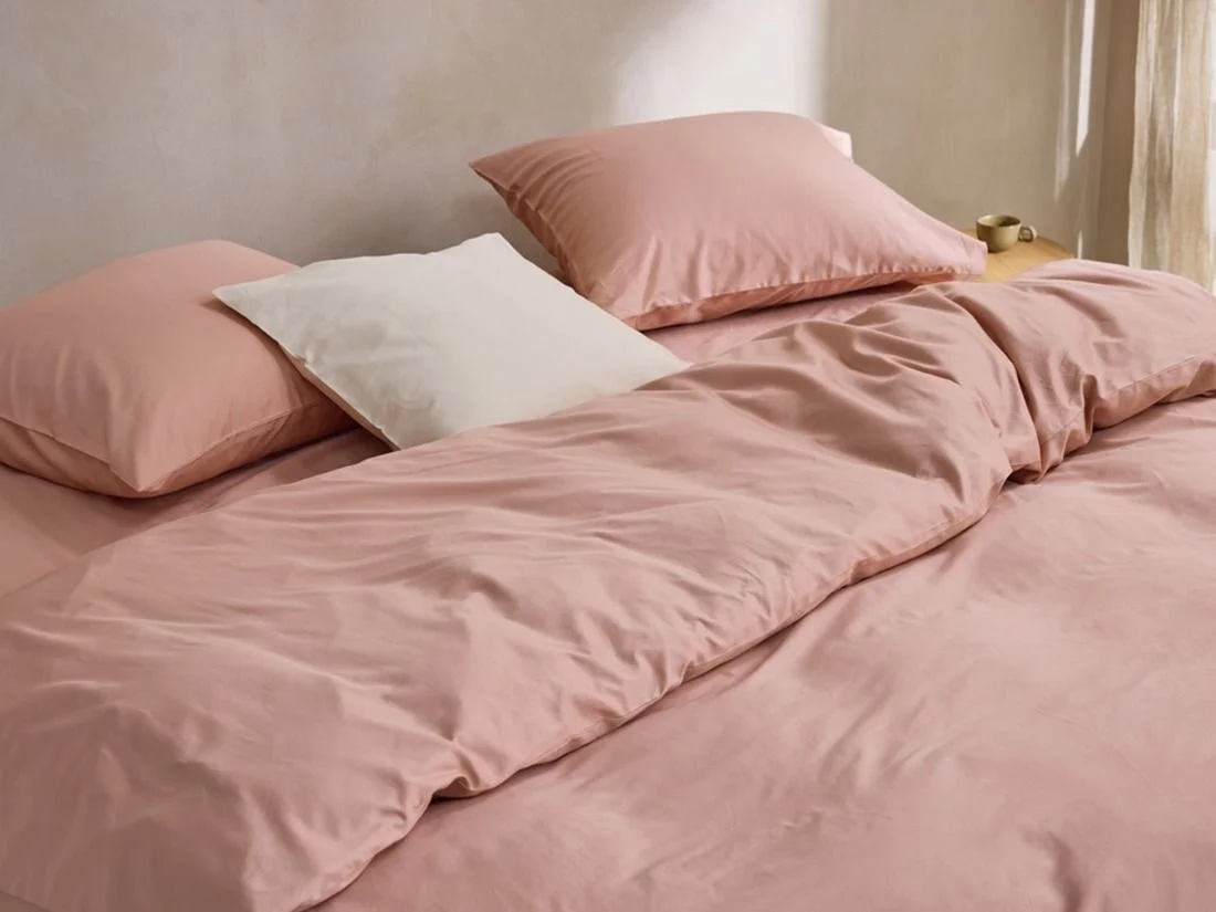 Dekbedovertrek katoen satijn cosmea pink