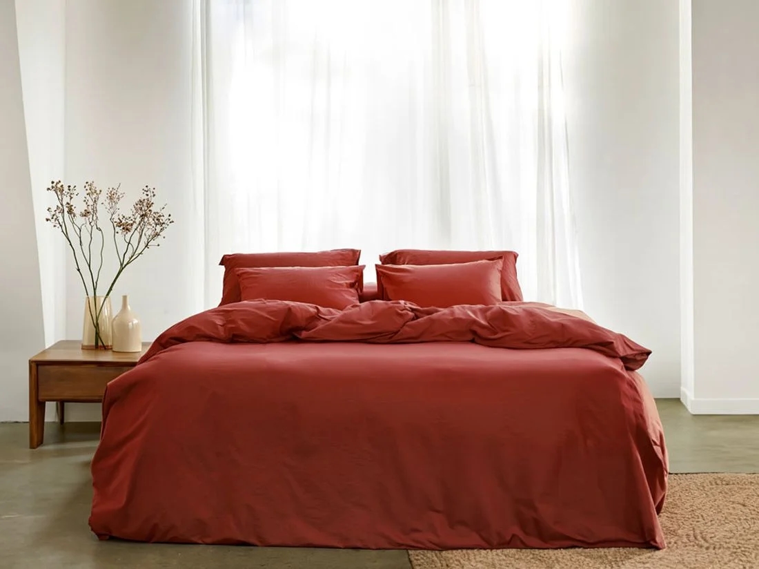 Dekbedovertrek katoen satijn radiant red