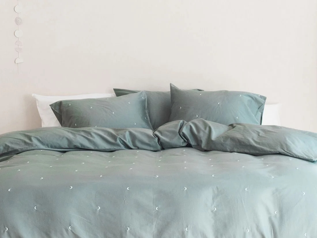 Dekbedovertrek katoen satijn sea green moon