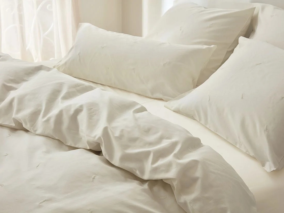 Dekbedovertrek katoen satijn warm white feather