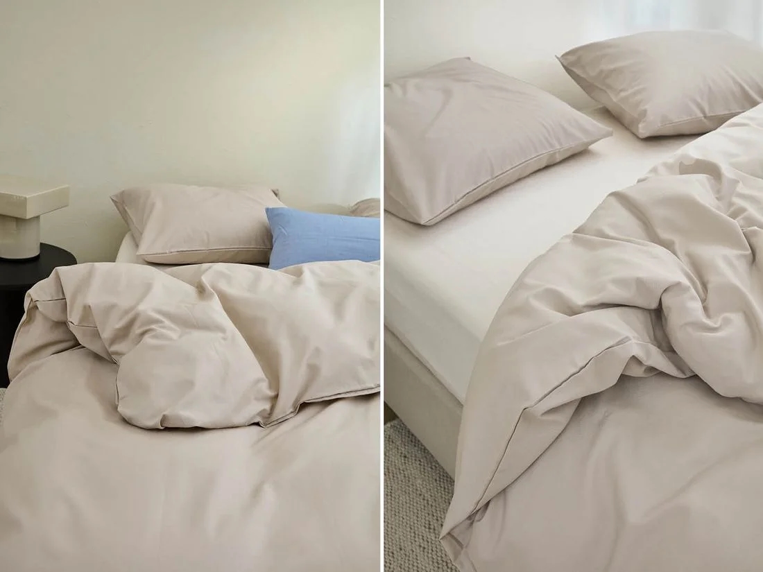 Dekbedovertrek katoen TENCEL™ sandy taupe