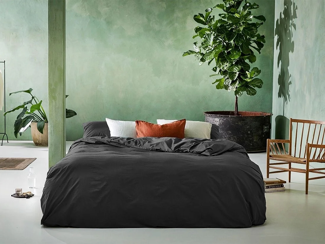 Dekbedovertrek percal katoen dark grey