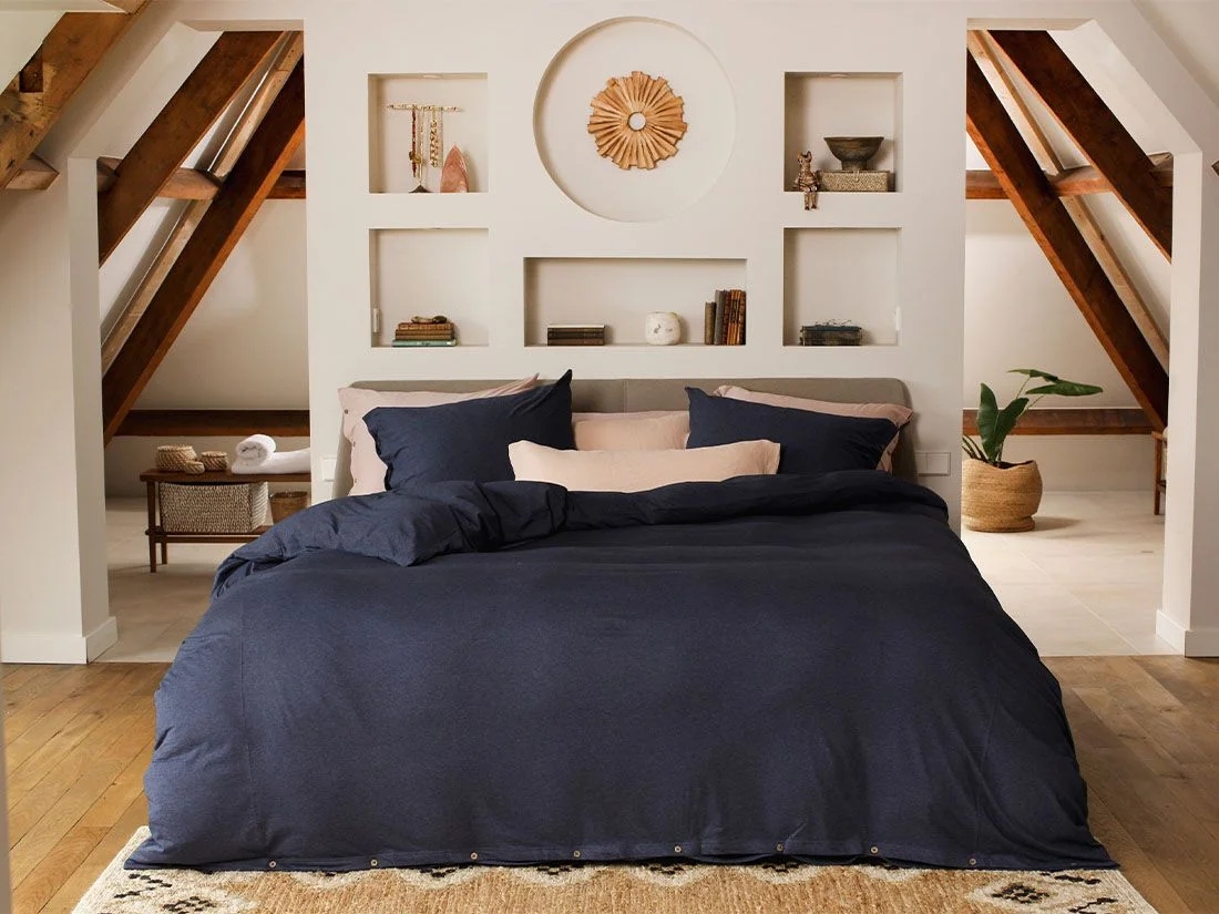 Dekbedovertrek jersey indigo blue