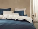Dekbedovertrek percal katoen double face blue/sand