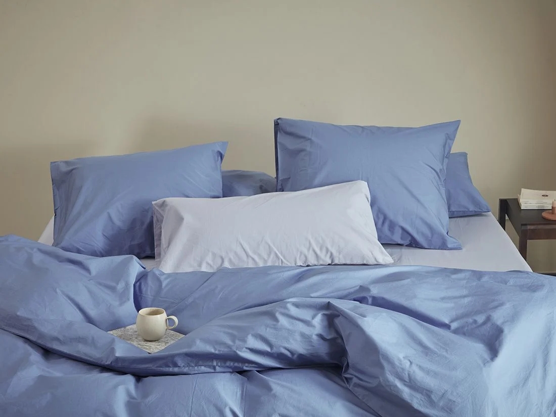 Dekbedovertrek percal katoen serene blue