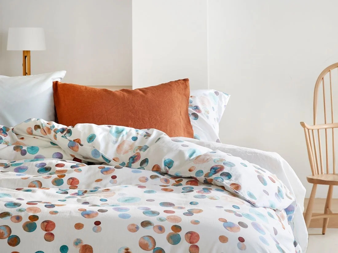 Dekbedovertrek percal katoen watercolor dots 140x200