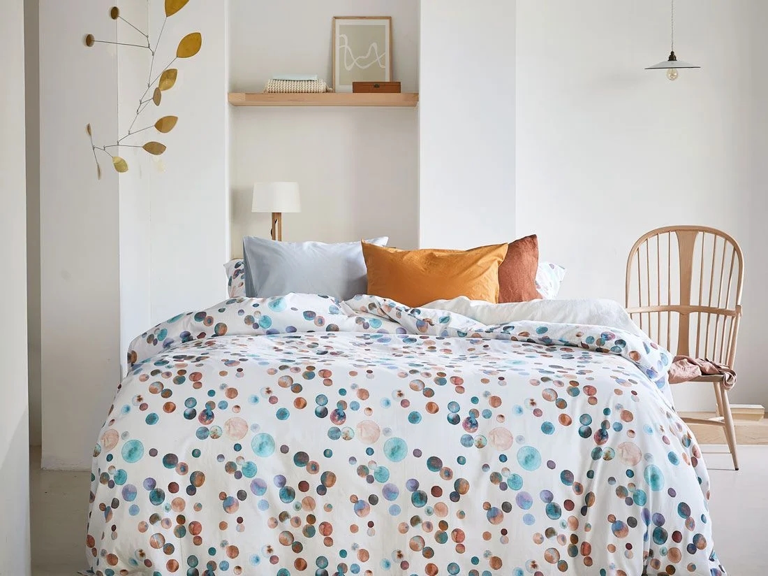 Dekbedovertrek percal katoen watercolor dots - zonder slopen