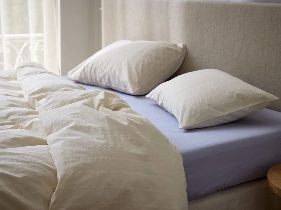 Dekbedovertrek seersucker katoen gentle white