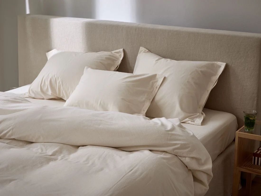 Dekbedovertrek flanel natural