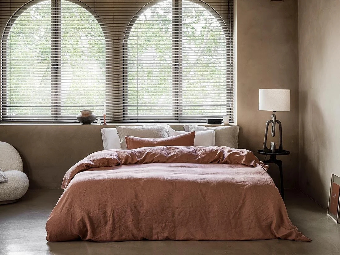 Dekbedovertrek gewassen linnen clay rose