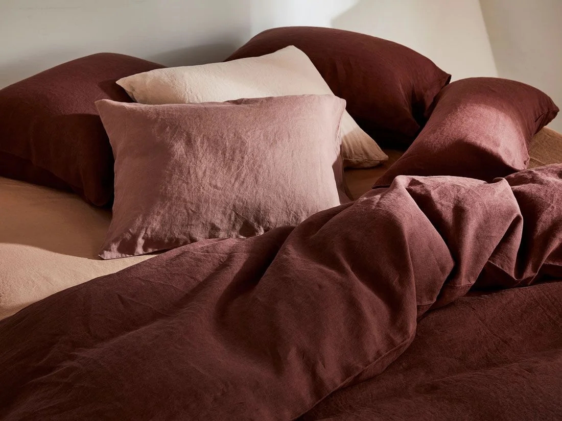 Kussensloop gewassen linnen rosewood