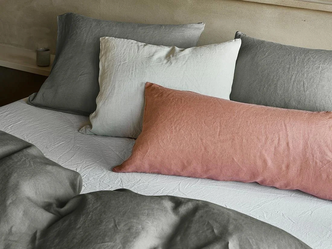 Dekbedovertrek gewassen linnen stone green 240x220 + 2/60x70