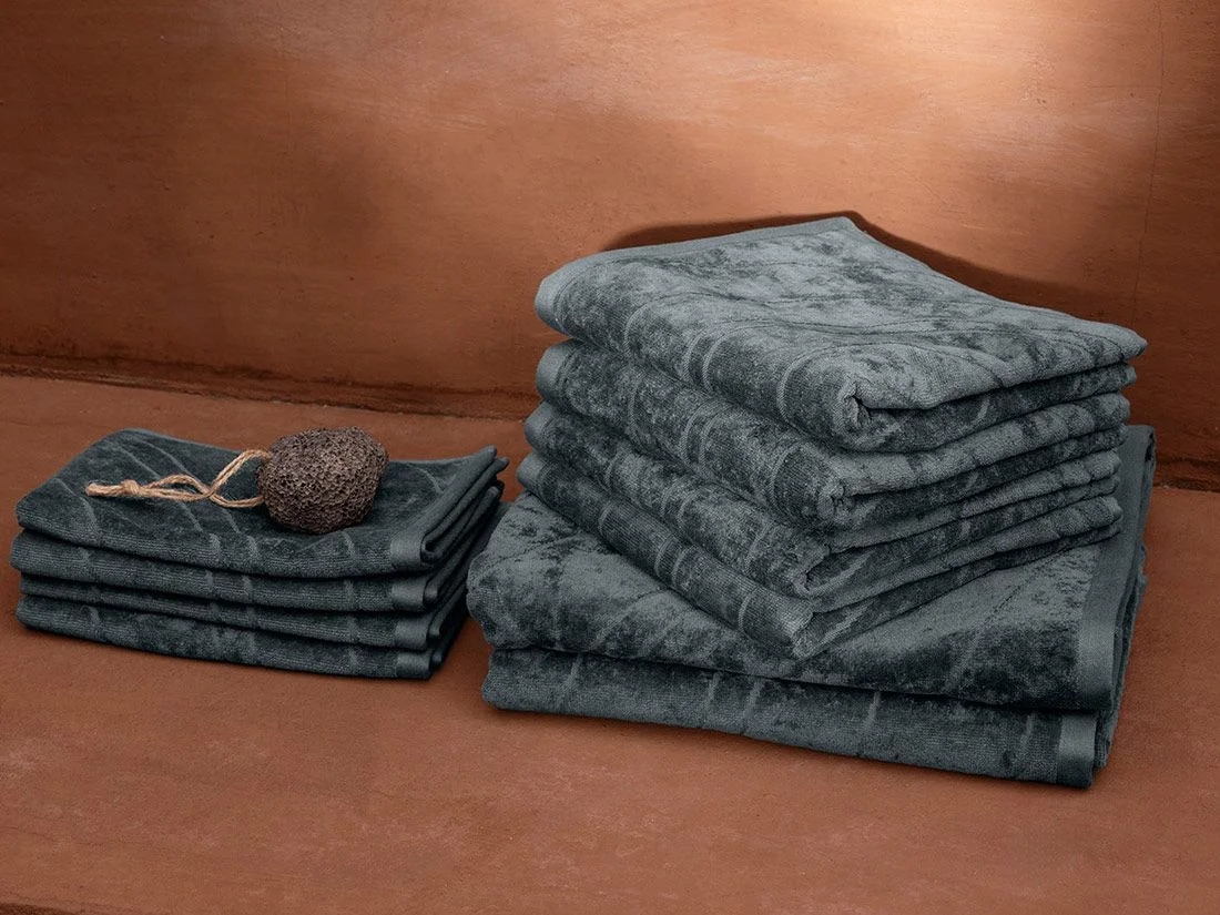 Handdoeken velours pebble blue 50x100 - 2 st