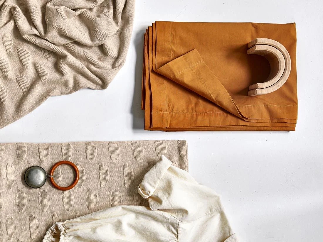 Kinderlaken percal katoen ochre yellow