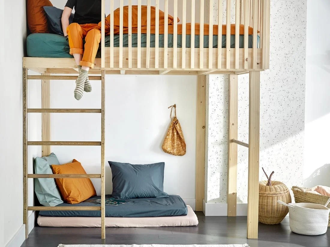 Kinderdekbedovertrek percal katoen ochre yellow