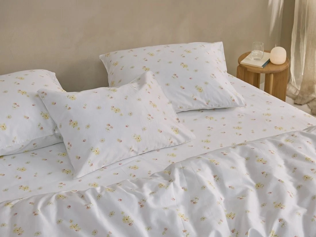 Hoeslaken katoen satijn flower valley