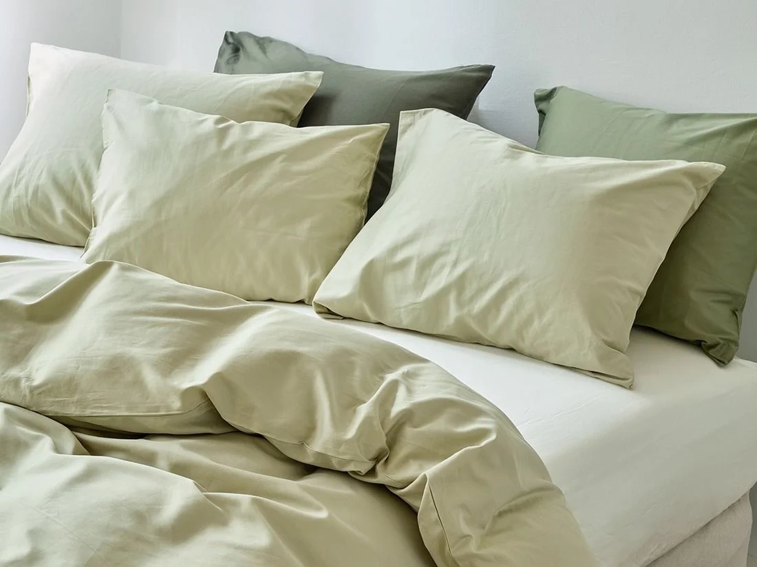 Kussensloop katoen satijn light olive