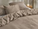Kussensloop katoensatijn warm taupe seashell