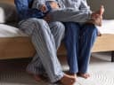 Pyjamabroek heren flanel light grey/blue stripe