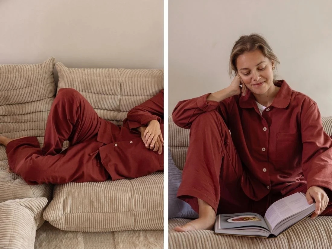 Pyjamabroek dames flanel red velvet
