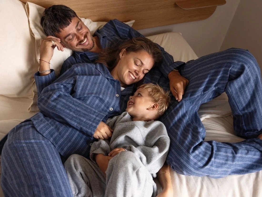 Pyjamashirt dames flanel denim blue/white stripe