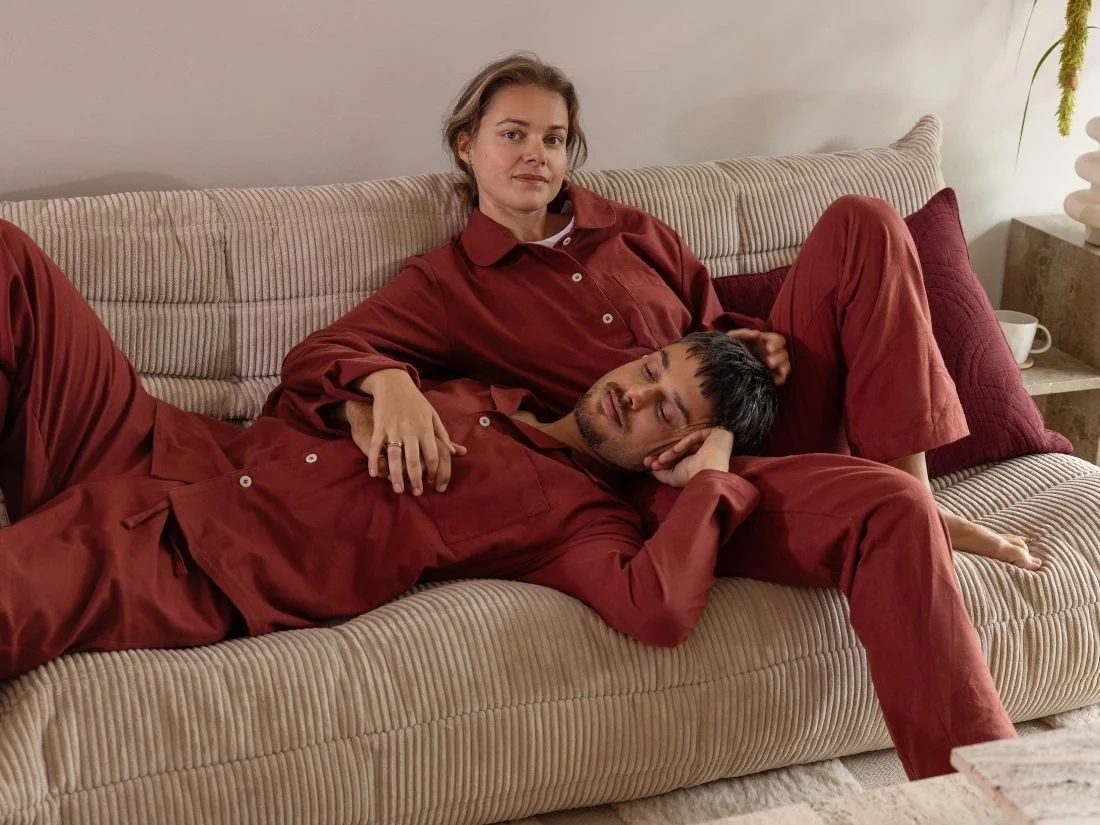 Pyjamaset dames flanel red velvet
