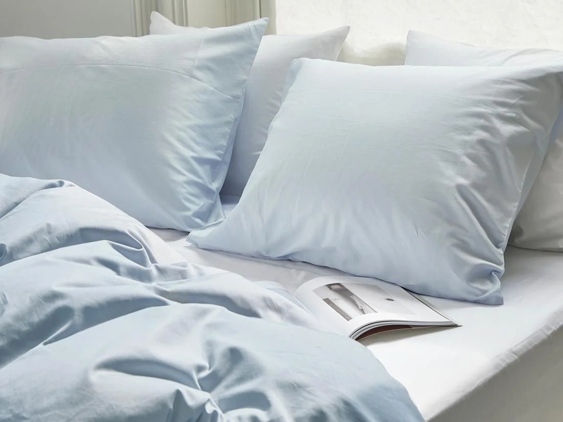 Kussensloop katoen satijn sky blue