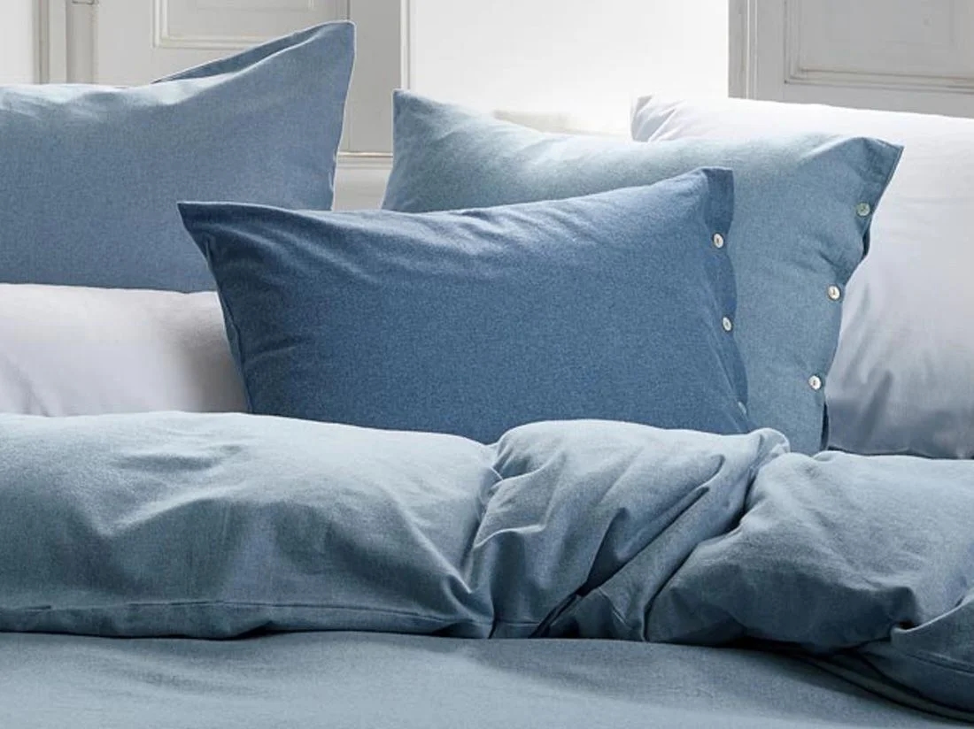 Kussensloop flanel denim blue