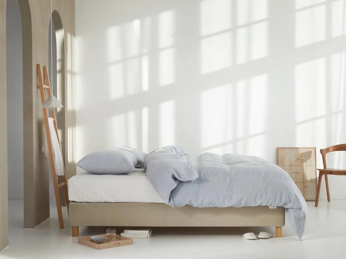 Dekbedovertrek gewassen linnen blue chambray - zonder slopen