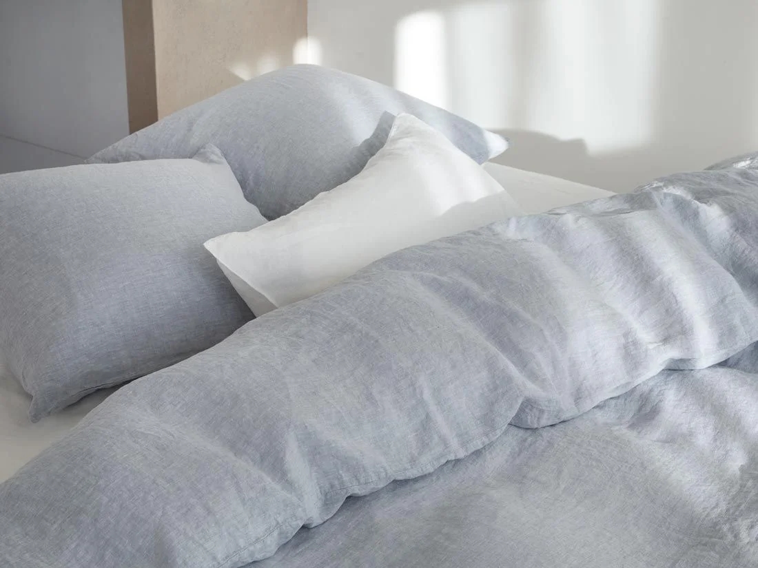 Kussensloop gewassen linnen blue chambray