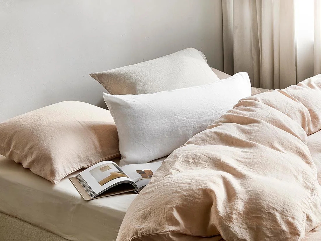 Dekbedovertrek gewassen linnen dusty rose 240x220 + 2/60x70