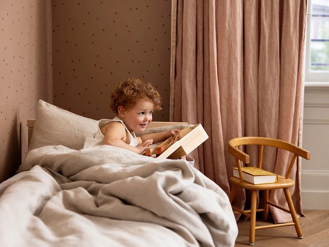 Kinderdekbedovertrek gewassen linnen natural