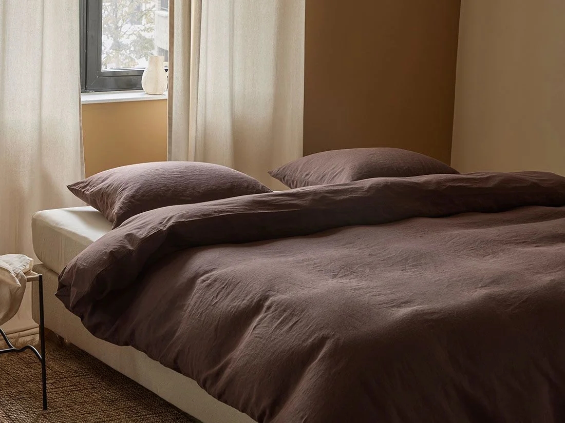 Dekbedovertrek hennep/katoen roasted brown