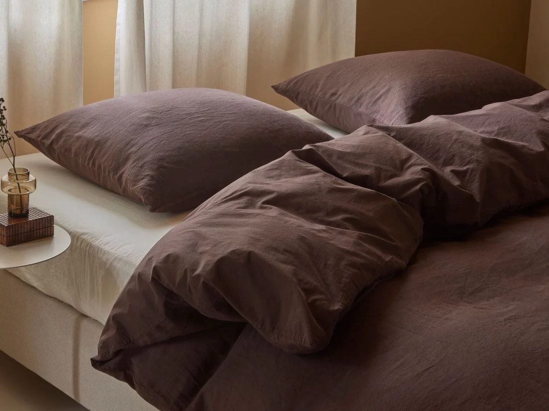 Dekbedovertrek hennep/katoen roasted brown