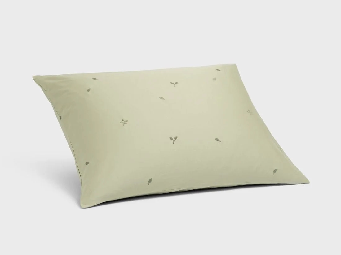 Kussensloop katoen satijn light olive botanical