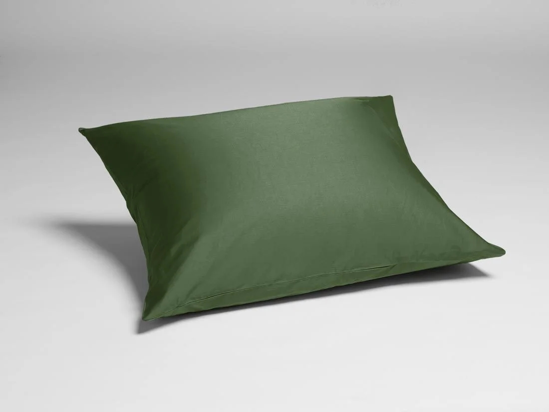 Kussensloop katoen satijn mid olive 50x60