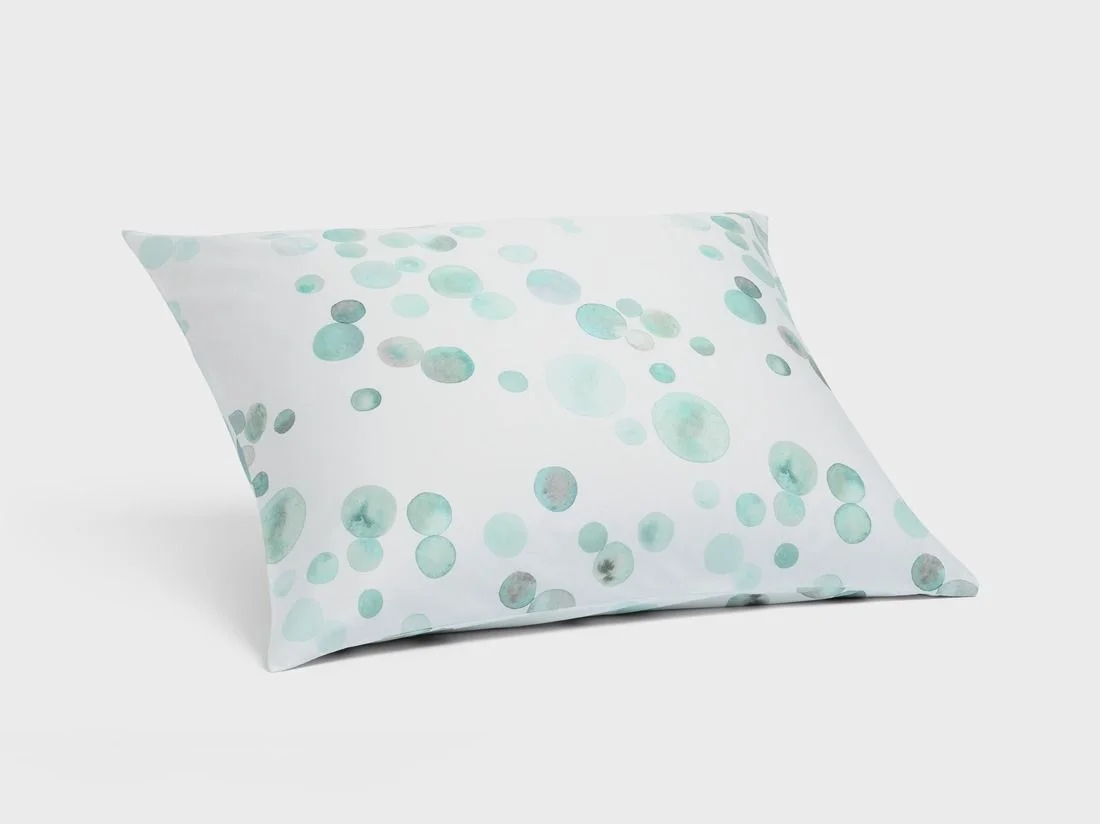 Kussensloop katoen satijn watercolor dots sea green