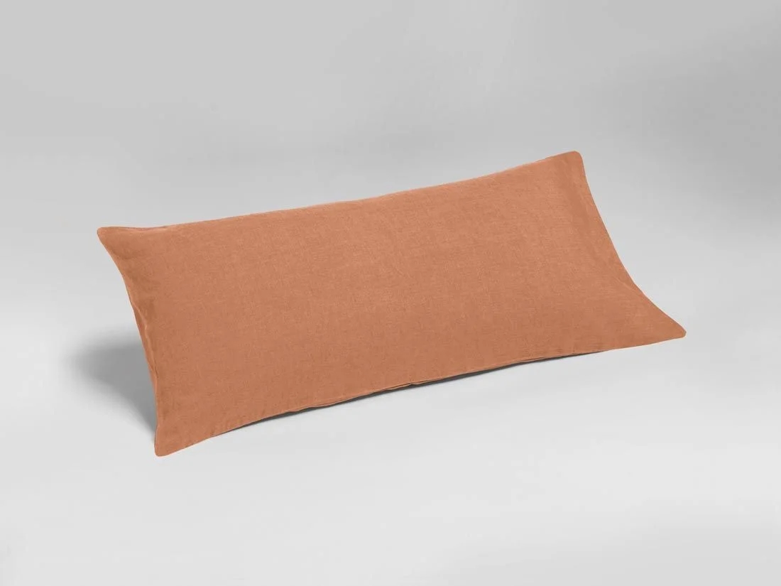 Kussensloop gewassen linnen terracotta 40x80