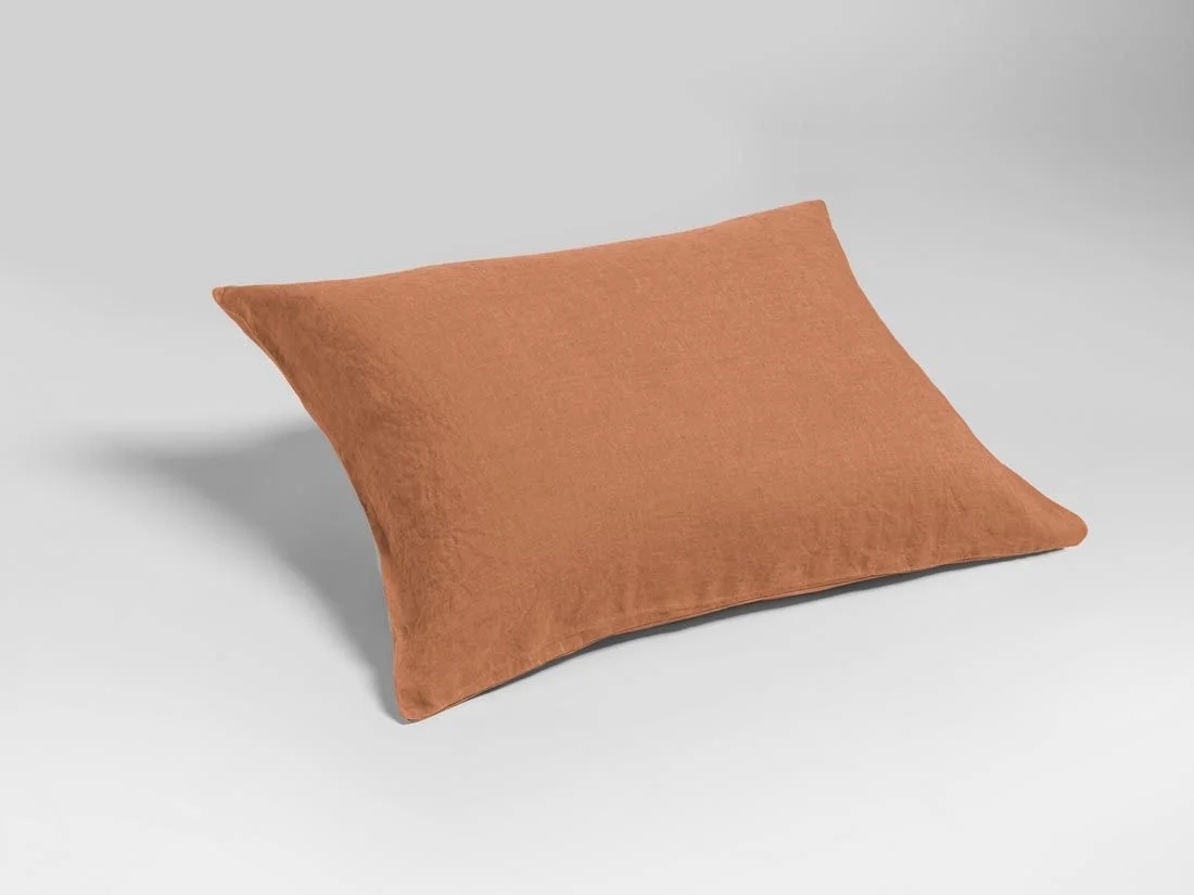Kussensloop gewassen linnen terracotta
